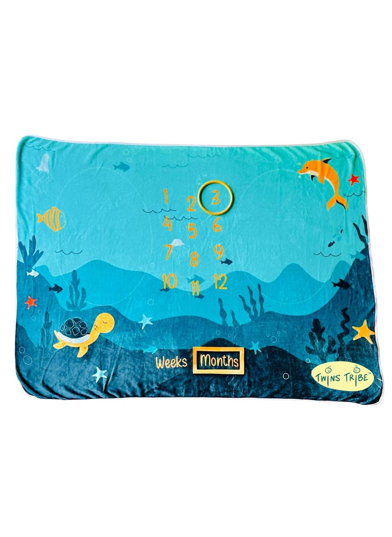 TwinsTribe Milestone Blankets for Twins Under The Sea Gift Idea for Newborn Twins Attractive Gift Box Perfect for Capturing Memories