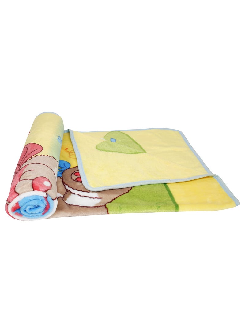 BabyMoo Love You Star Blue and Yellow One Ply Blanket
