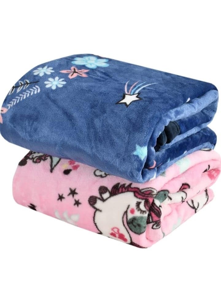 OMAJA HOME Super Soft Winter Blankets for New Born Baby Extra Soft Warm Fluffy Cozy Double Layered foro24 Month Pack of 2 Design 6