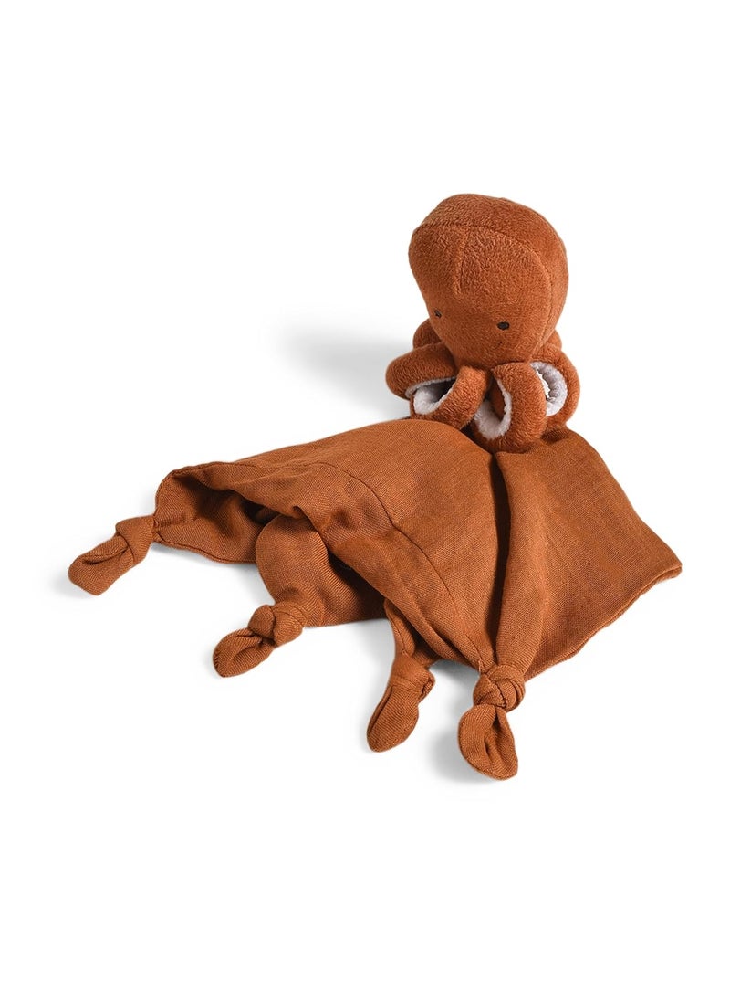 Mi Arcus Brown Octopus Plush Snuggler Security Blanket Soft Comforter Sleep Stuffed Toy for Newborns Baby Girls Boys Kids Infants Toddlers