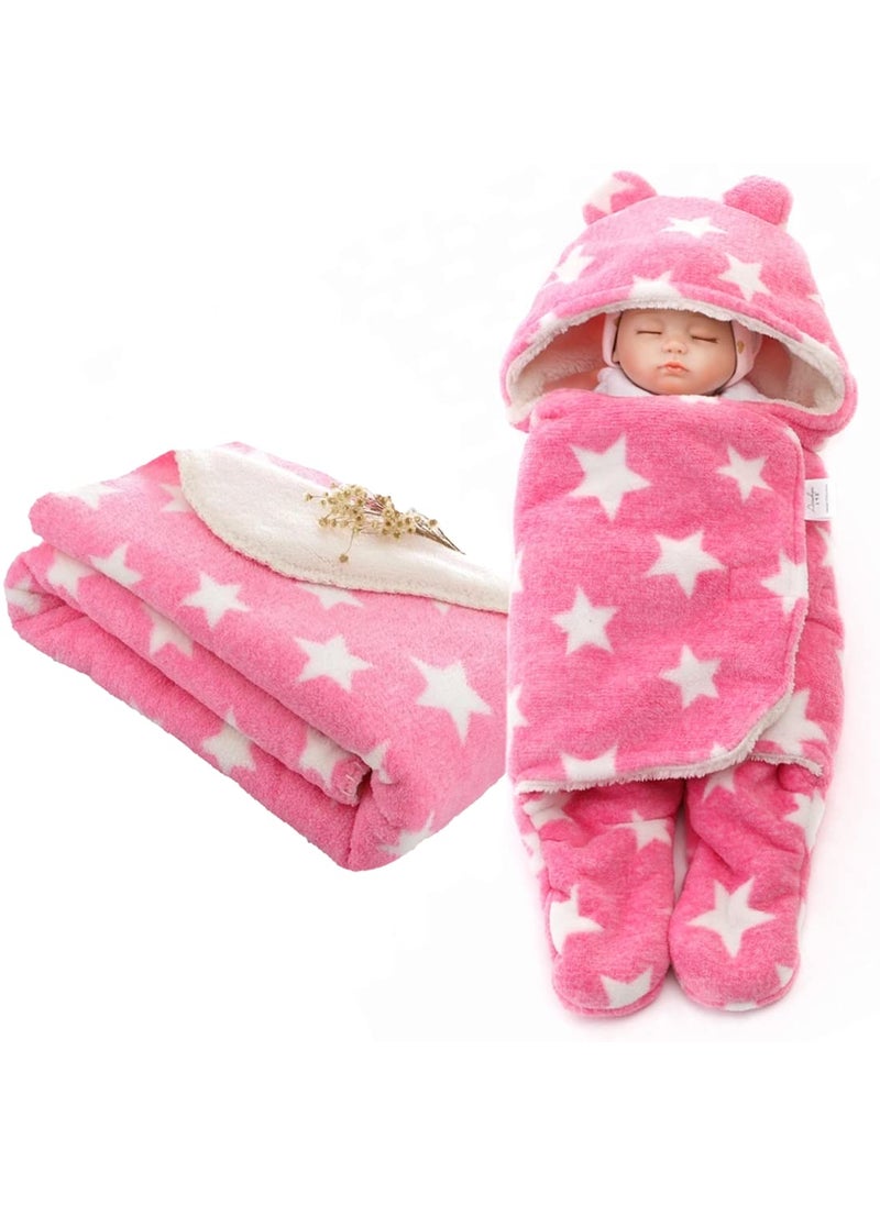 First Kick Baby Blankets New Born Combo Pack of Wearable Blanket and Star Wrapper Durable Cotton for Baby Boys and Baby Girls Pack of 2 Stars Pink