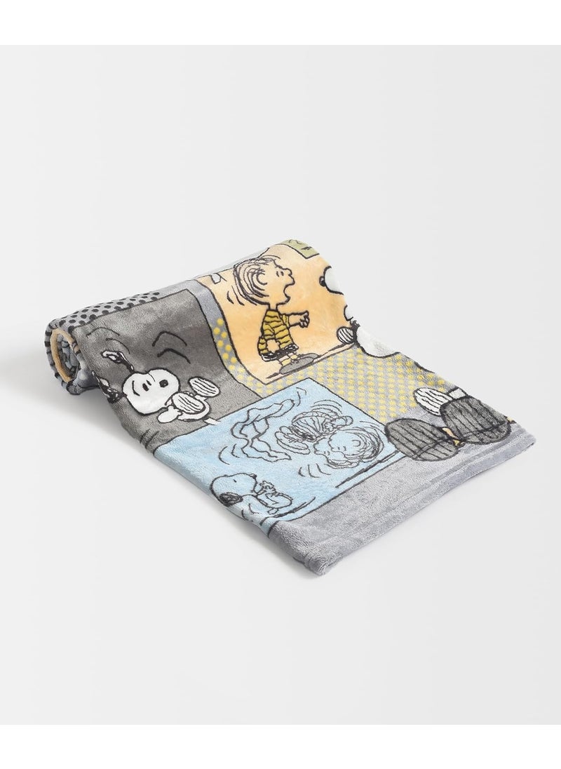 Mi Acrus Grey Snoopy Printed Peanuts Flurry Baby Blanket for Kids Girls Boys Infants Toddlers 120x110 cm