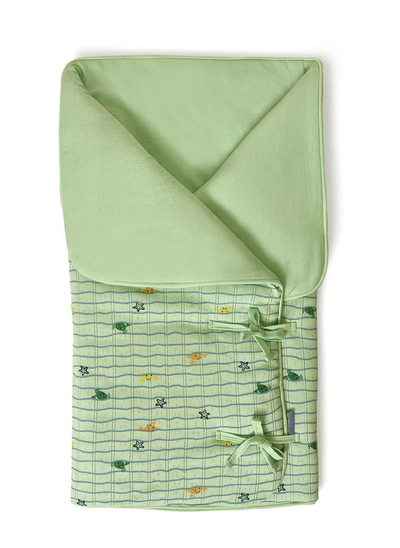 Mi Arcus Printed Cotton Green Baby BlanketSnuggle 62x97 cm for Girls Boys Kids Infants Toddler