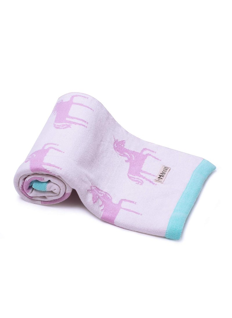 Mi Arcus Cotton Knitted Reversible Baby Blanket 70x90 cm for Girls Boys Kids Infants Toddler