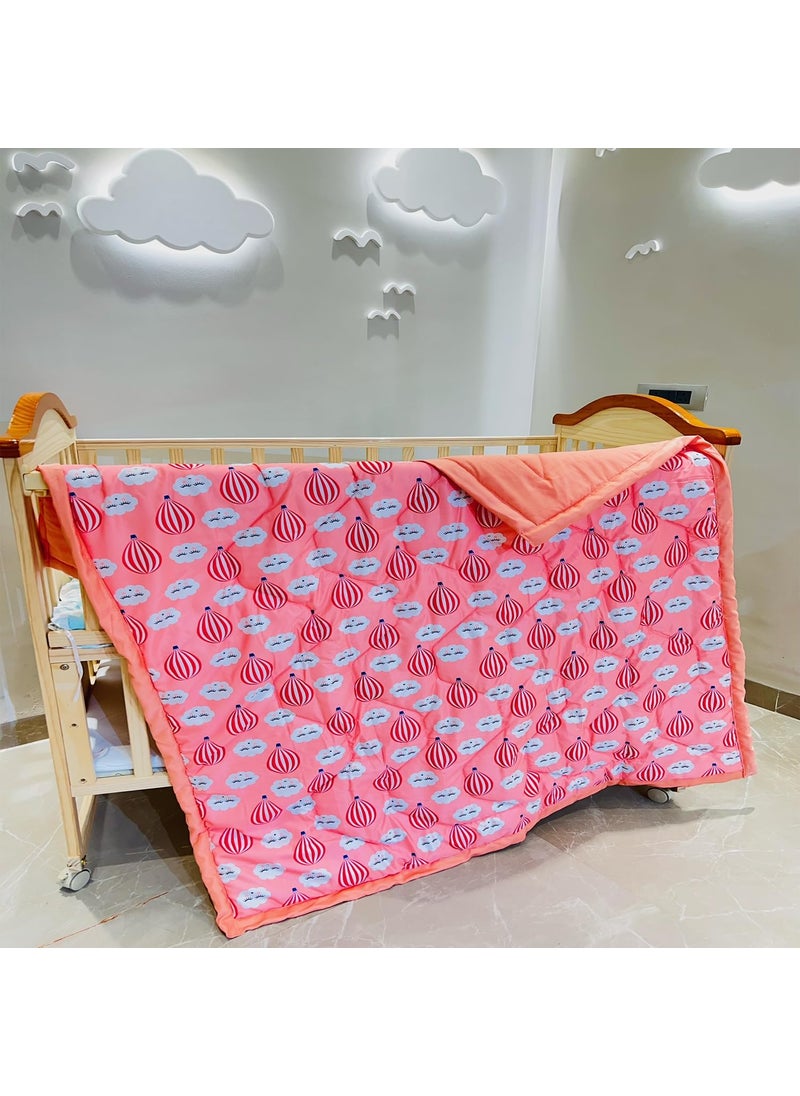 Infantbond Baby Kids Reversible Super Soft Blanket Cum ComforterBlue PandaSize132 11208 Years Ballon Pink