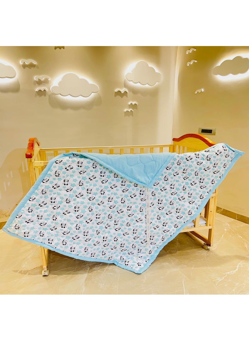Infantbond Baby Kids Reversible Super Soft Blanket Cum ComforterBlue PandaSize132 11208 Years Panda Blue