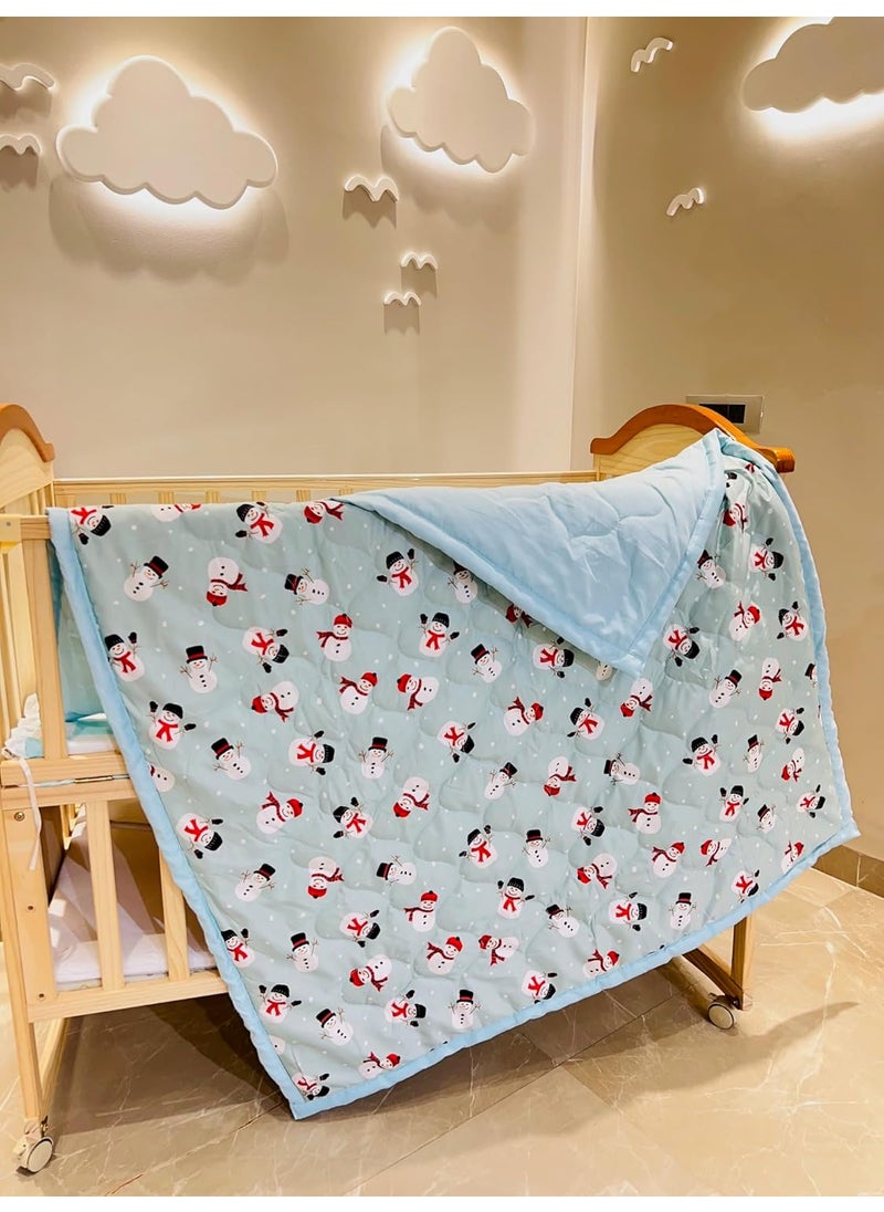 Infantbond Baby Kids Super Soft Cotton Blankets 08 YearsAll Season UseSnow Blue