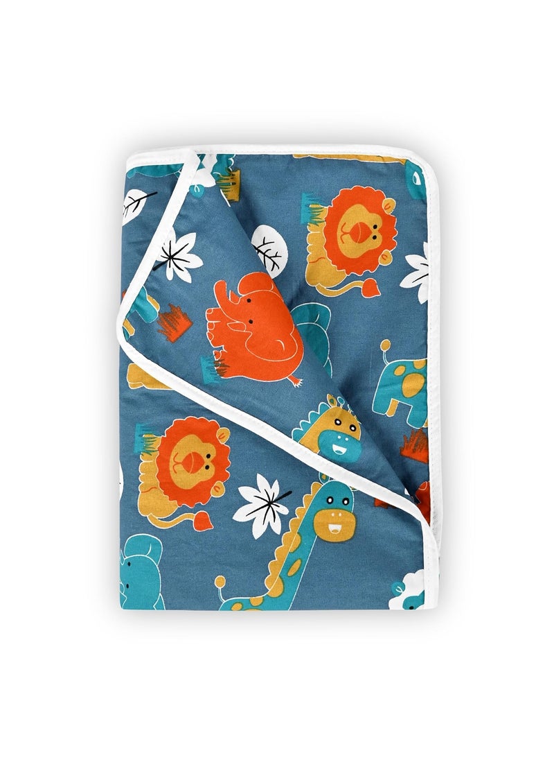Divine Casa Pure Cotton Printed Single Dohar for Newborn Baby 120 GSM Soft Lightweight Throw Blanket Cozy Breathable Bedding AllSeason Comfort 04 Years 135 x 100 CM Iris Deep