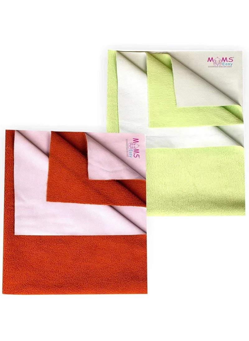 MOMSEASY New Born Baby Dry Sheets Kids Urine Sheets for Bed Kids Water Proof Sheets and Baby Products Combo MaroonPGreen Large 140x100 cm