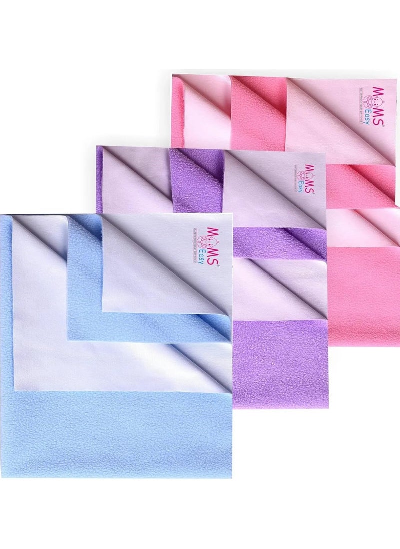 MOMSEASY New Born Baby Child Urine Bed Sheet Dry Baby Bed Protector Dry Sheets for New Born Baby and New Born Care Products ComboSB Lilic Pink Medium 100x70 cm