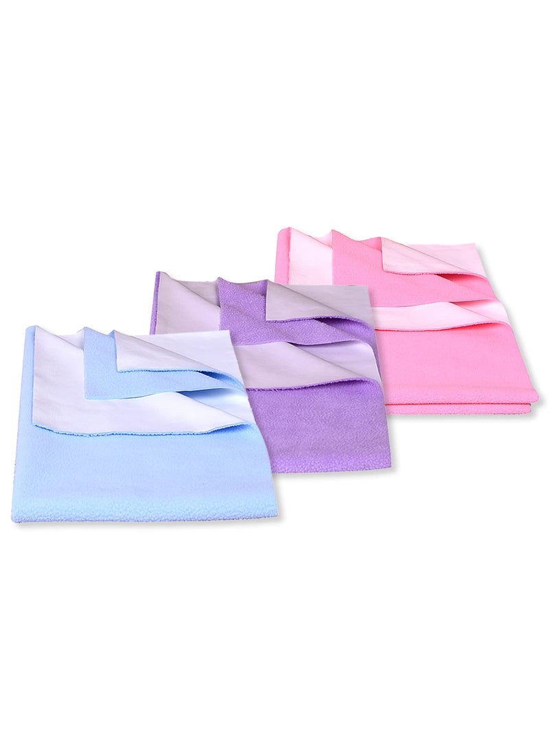 MOMSEASY New Born Baby Child Urine Bed Sheet Dry Baby Bed Protector Dry Sheets for New Born Baby and New Born Care Products Combo SBlue Lilac Pink Cotton Medium 100x70 cm