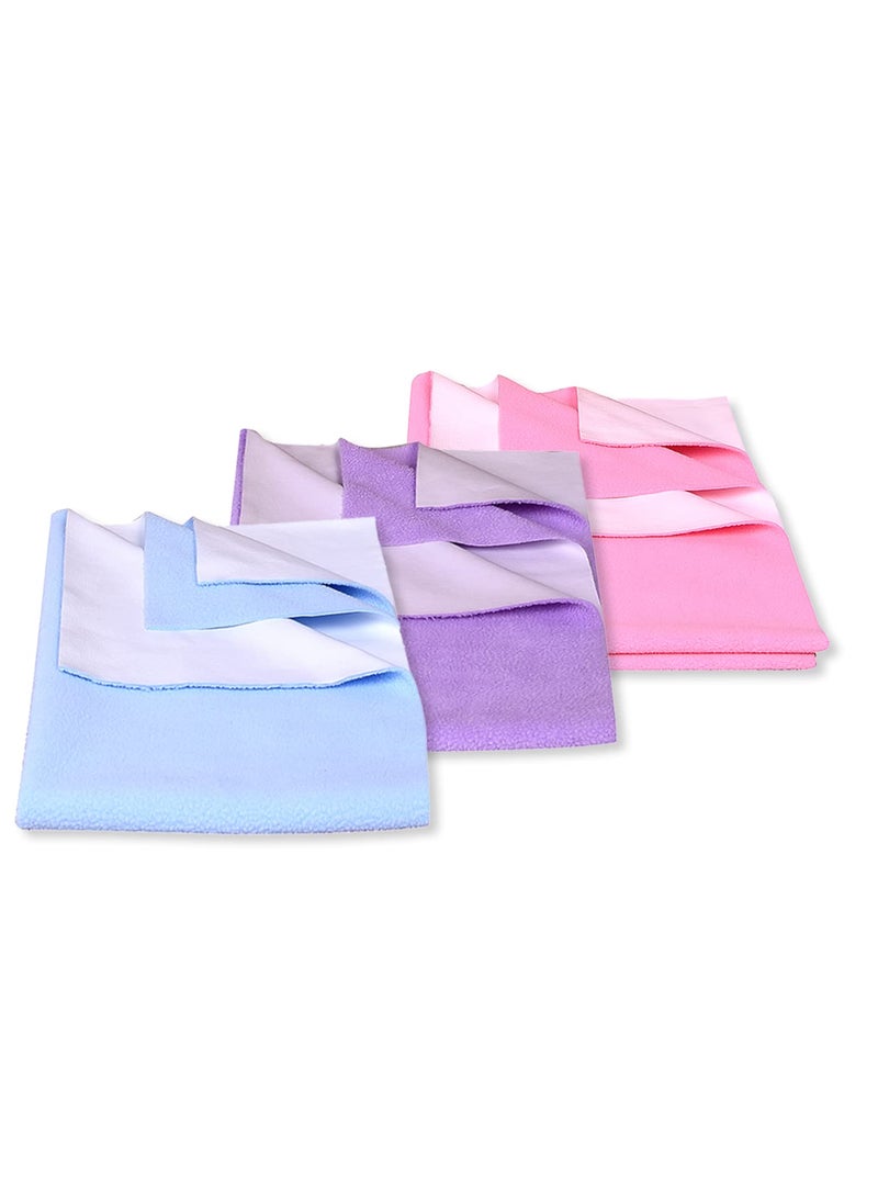 MOMSEASY New Born Baby Child Urine Bed Sheet Dry Baby Bed Protector Dry Sheets for New Born Baby and New Born Care Products ComboSy Blue Lilic Pink Medium 100x70 cm