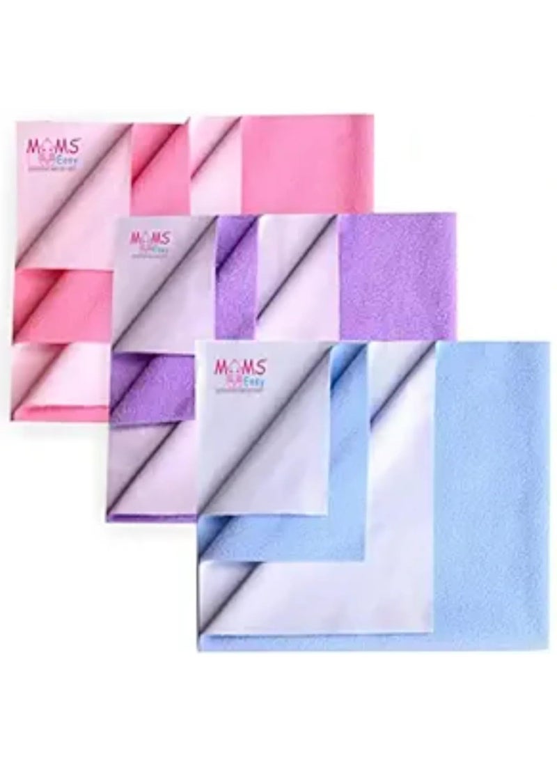 MOMSEASY New Born Baby Child Urine Bed Sheet Dry Baby Bed Protector Dry Sheets for New Born Baby and New Born Care Products ComboSB Lilic Pink Medium 100x70 cm