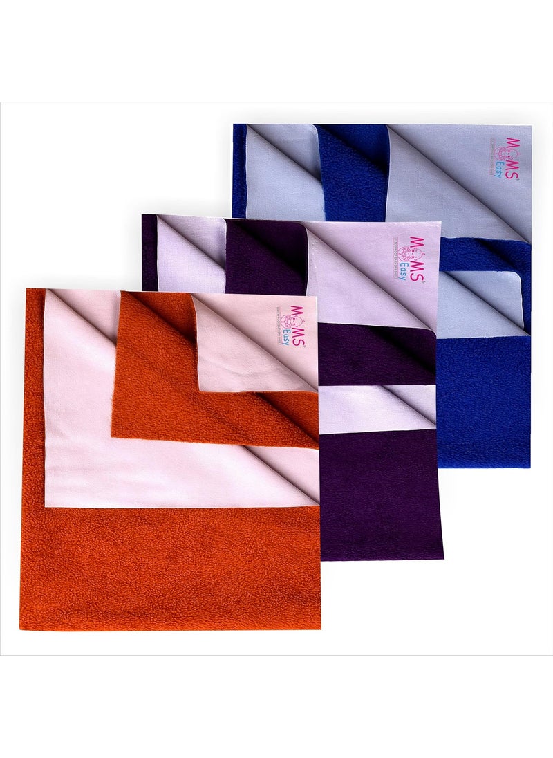 MOMSEASY New Born Baby Dry Sheet Bed Protection Sheet Baby Bedsheet Protector Waterproof and Small Baby Products Combo Maroon P RBlue Medium 100x70 cm