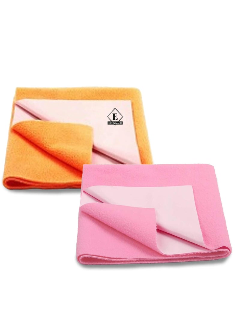 Edenwald Waterproof Quick Dry Sheet Pack of 2 sheet for bed wetting for baby PinkOrange_Double Bed Size 260cm X 200cm