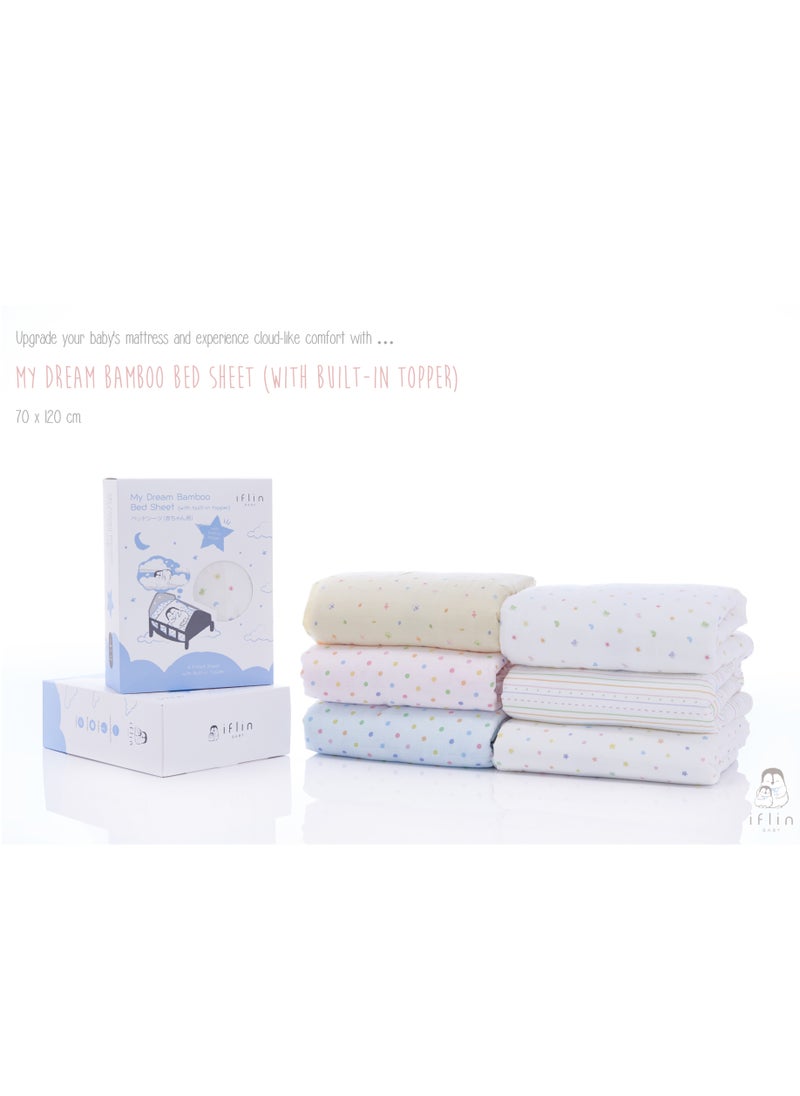 My Dream Bamboo Bed Sheet 70x120cm (with Built-in Topper) - Playful Blue