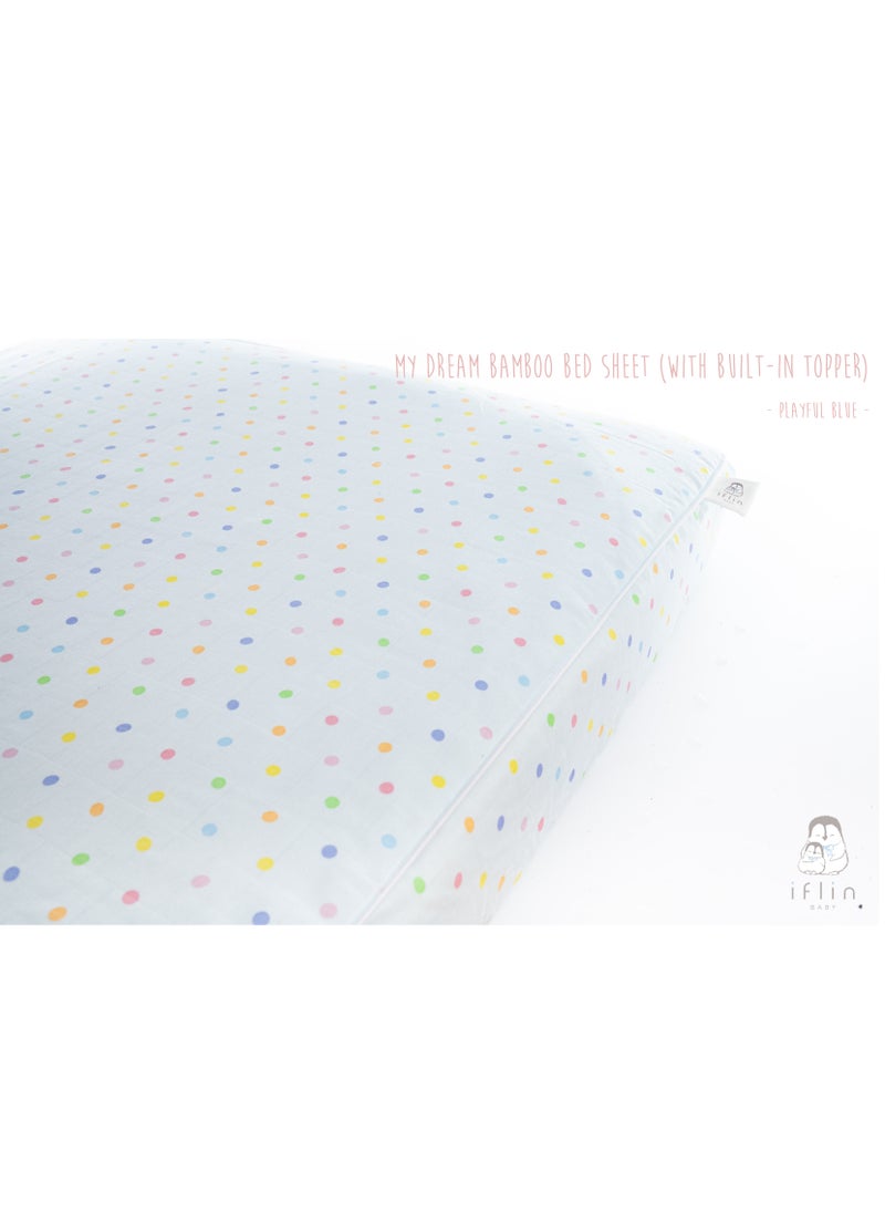 My Dream Bamboo Bed Sheet 70x120cm (with Built-in Topper) - Playful Blue