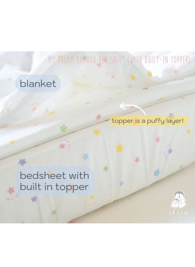 My Dream Bamboo Bed Sheet 70x120cm (with Built-in Topper) - Playful Blue