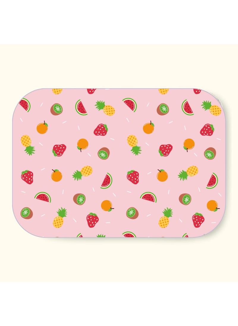 Happy Matty Polyester Babys Extra Absorbent Quick Dry Sheet Playmat Waterproof Reusable Washable Comfortable Best for Gifting Lint Free Fabric Mattress Crib Protector Medium Fruits 50cm x 70cm