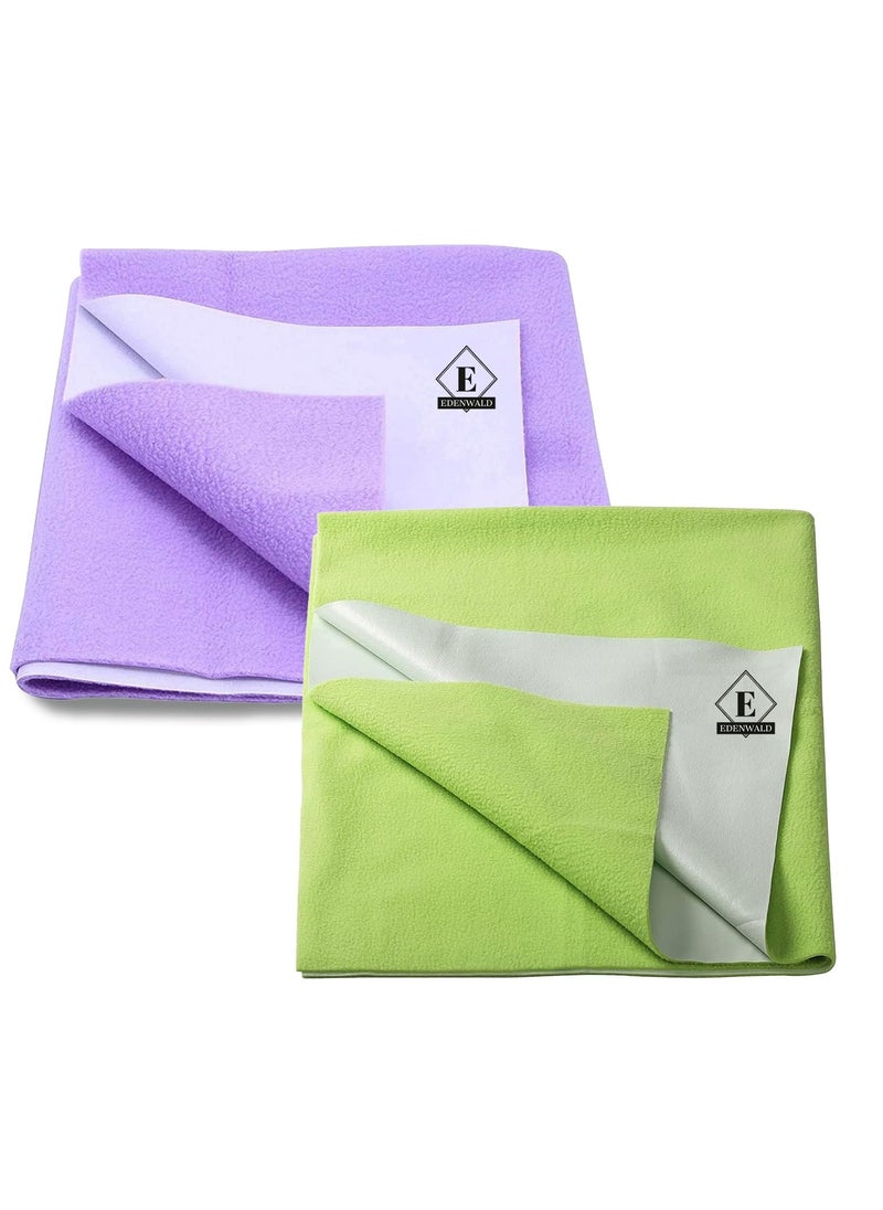 Edenwald Waterproof Quick Dry Sheet Pack of 2 Baby Mattress Protector Mint GreenPurple_XLarge 200cm x 140cm