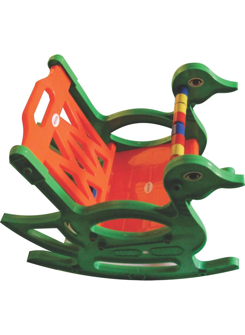 Pihu Enterprises Baby Kids Multicolour Rocking Chair 2 In 1Orange Green