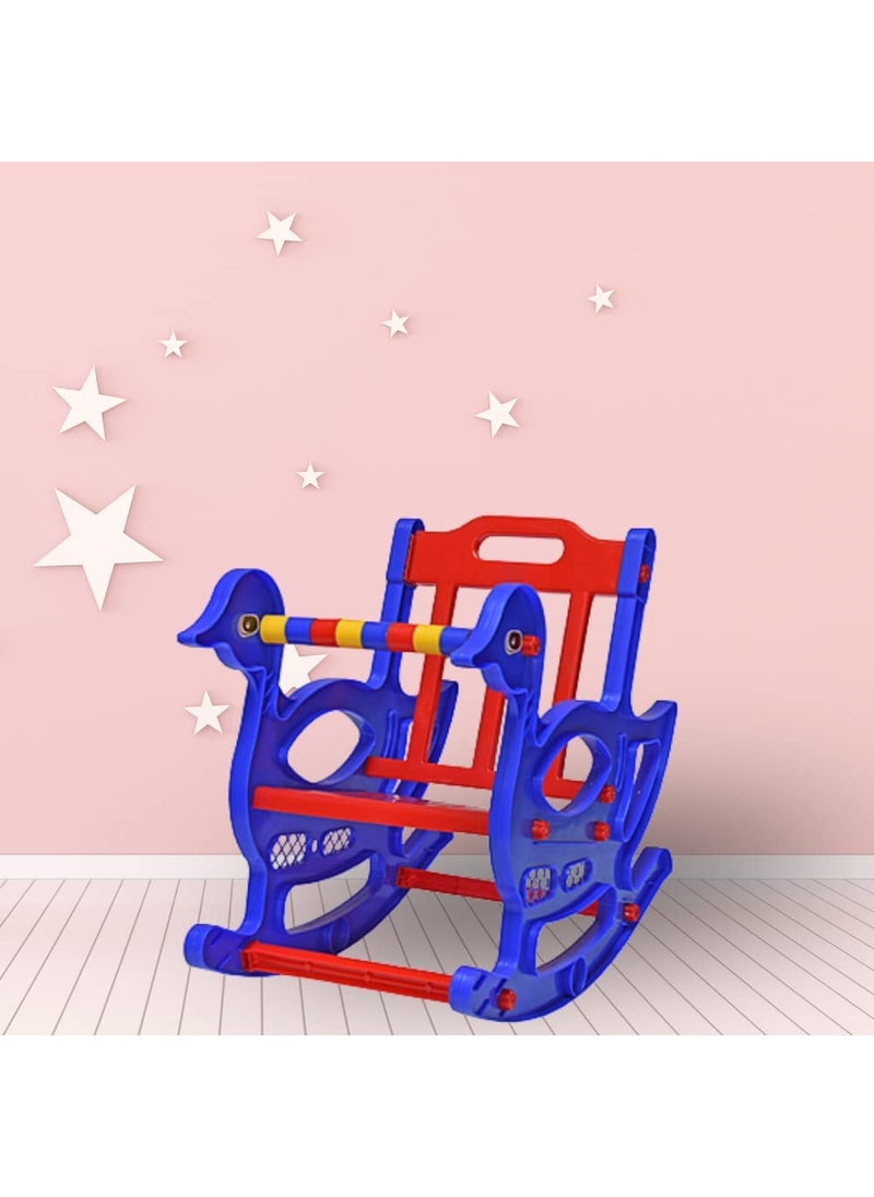 ITALICA Baby Rocker Plastic Chair for KidsGlossy Finish Baby Plastic ChairRocker and Bouncer with Backrest Suitable for Indoor Outdoor 9612 RedBlue Set of 1 Chair KFE