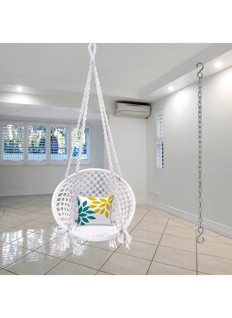 Patiofy Round White Cotton Home Swing For Kids Adults For HomeBalconyIndoorOutdoor With Free 3Ft Long Hanging Chain KitHolds Up To 120 Kgs