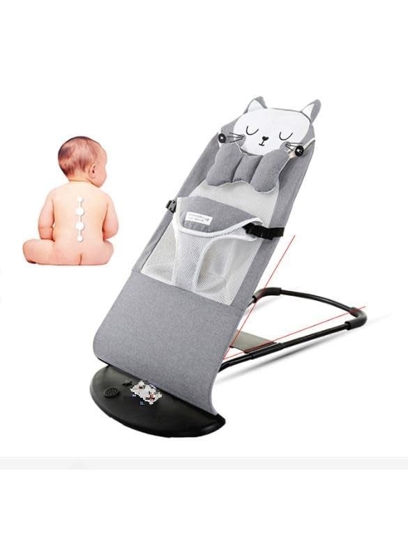 VPGS Baby Bouncer Rocking Chair Musical Comfort Natural Baby Bouncer Rocking Chair Foldable and Reclining with Music for Fits Newborn to Toddler
