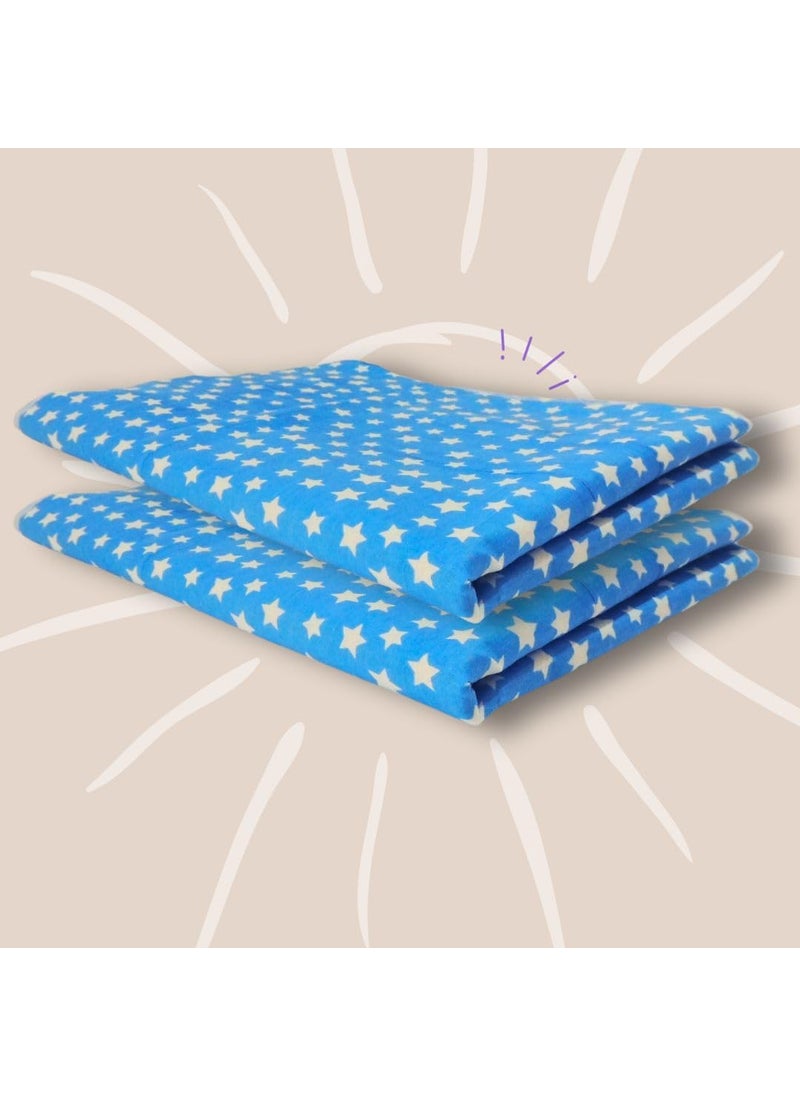 New Born Baby Nappy Changing Mat Bed Protector Waterproof Sheets for 06 Months Infant Pack of 2 Blue