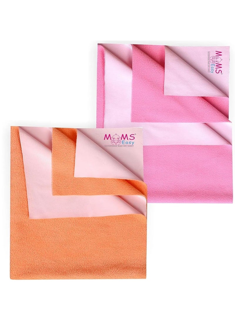 MOMSEASY New Born Baby Mat for Baby Urine Waterproof Mat for Baby Playing Mat for Baby Sleeping and Baby Care Product Combo PeACHPink Medium 100x70 cm