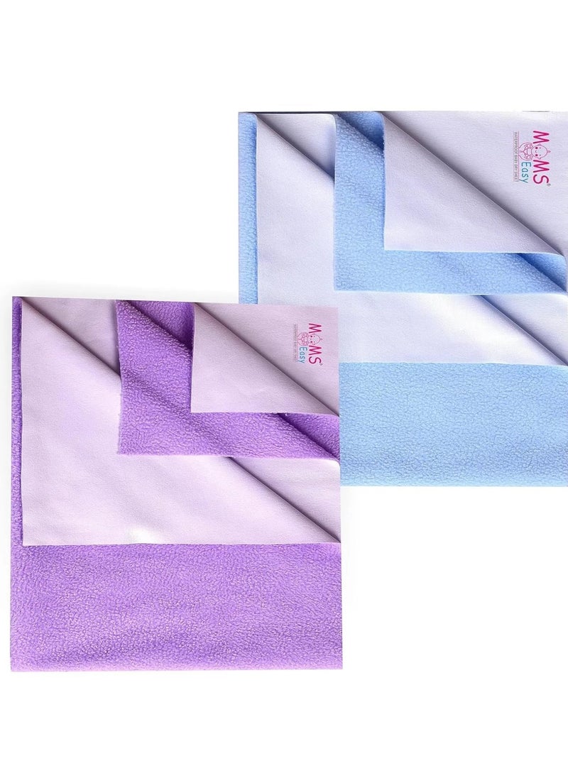 MOMSEASY New Born Baby Bed Protector Waterproof Baby Water Proof Urine Mat Diaper Mat Waterproof Washable and New Baby Born Products Combo LilicSBlue Medium 100x70 cm