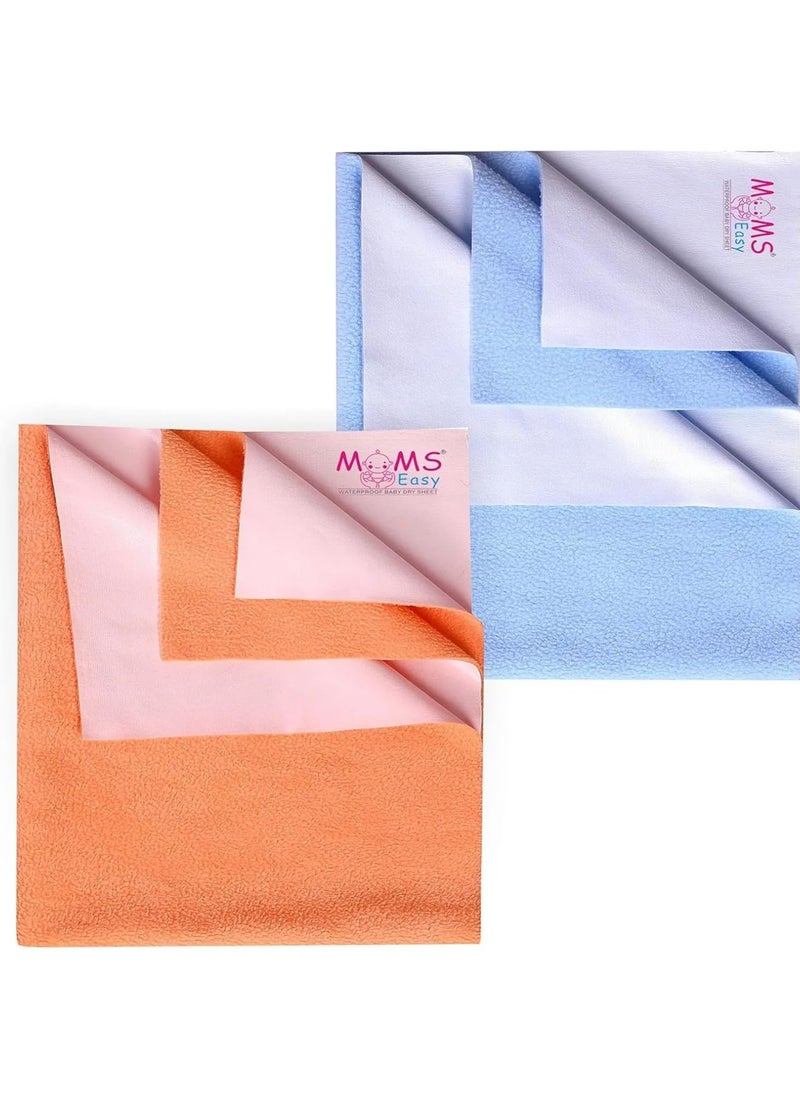 MOMSEASY New Born Baby Mat for Baby Urine Waterproof Mat for Baby Playing Mat for Baby Sleeping and Baby Care Product Combo PEach Sky Blue Medium 100x70 cm