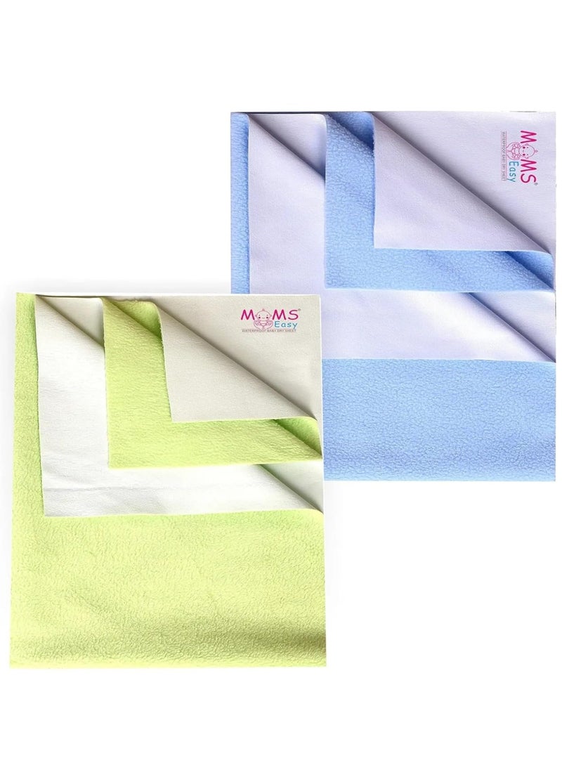 MOMSEASY New Born Baby Mat for Baby Urine Waterproof Mat for Baby Playing Mat for Baby Sleeping and Baby Care Product Combo Green Sky Blue Medium 100x70 cm