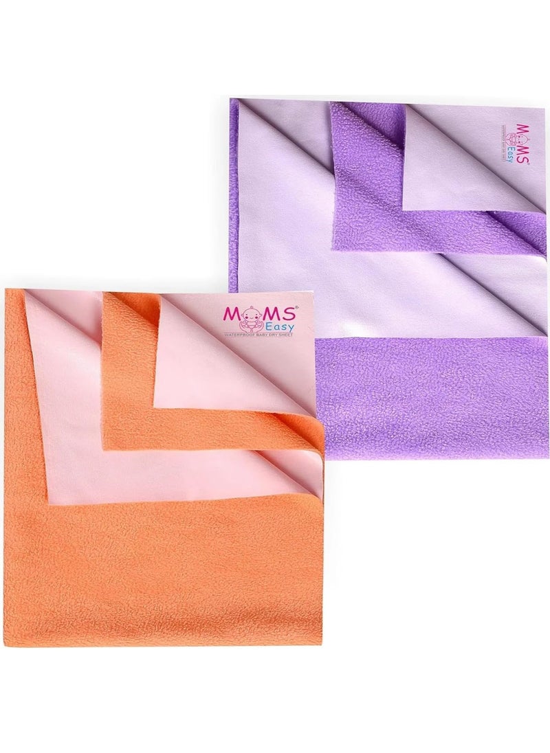 MOMSEASY New Born Baby Bed Protector Waterproof Baby Water Proof Urine Mat Diaper Mat Waterproof Washable and New Baby Born Products Combo Peach Lilic Medium 100x70 cm