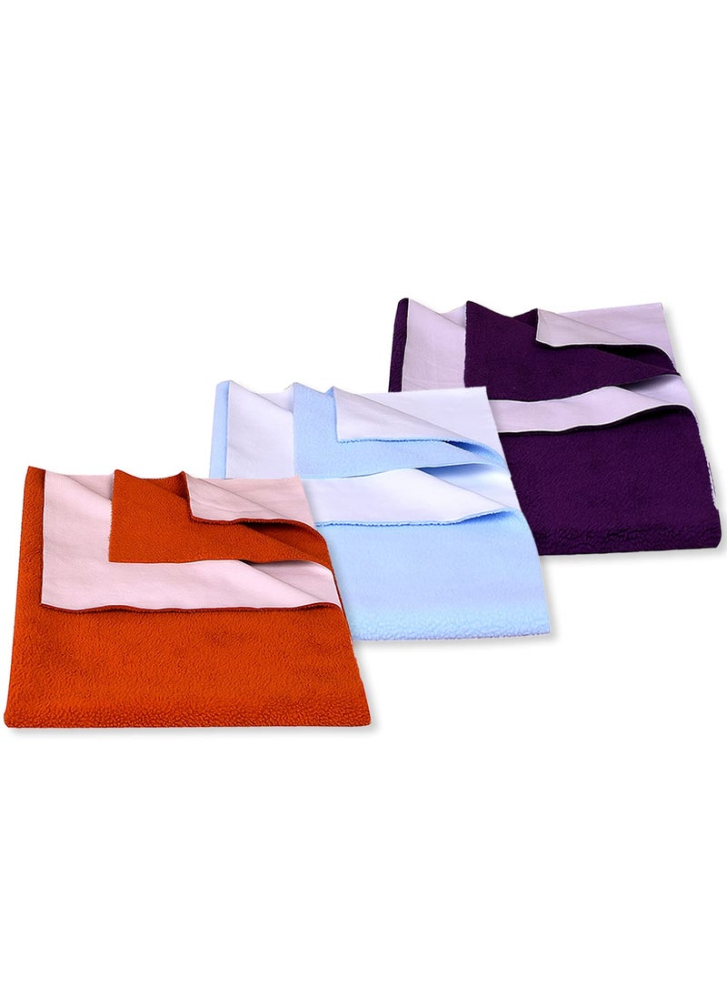 MOMSEASY New Born Baby Urine Mat Waterproof Baby Mat Waterproof Quickly Dry Sheet and New Born Care Products Combo Maroon SBlue Plum Medium 100x70 cm