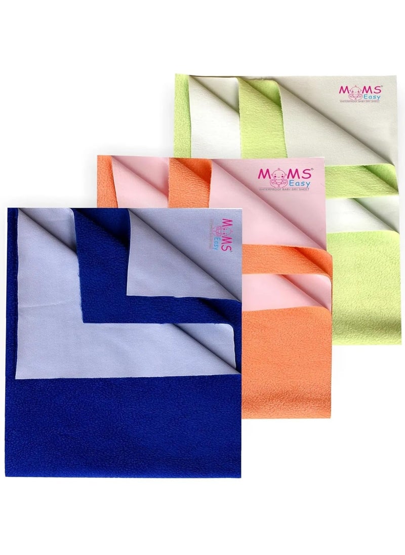 MOMSEASY New Born Baby Kids Waterproof Bed Protector Urine Mat Sheet and Products Combo RB Peach Green Medium 100x70 cm
