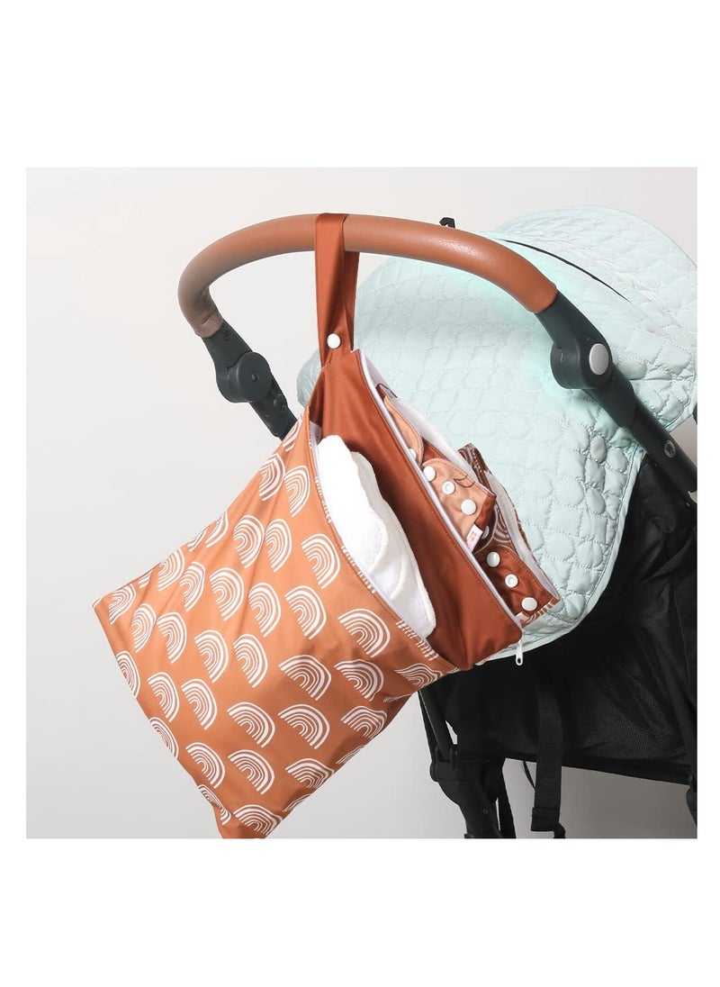 Waterproof Reusable Wet Bags with Two Zippered Pockets  Handle - Ideal for Baby Cloth Diapers, Breast Pump Parts, Gym Gear, Toiletries, and Wet Swimsuits (3 Pack)