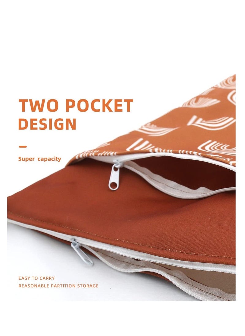 Waterproof Reusable Wet Bags with Two Zippered Pockets  Handle - Ideal for Baby Cloth Diapers, Breast Pump Parts, Gym Gear, Toiletries, and Wet Swimsuits (3 Pack)