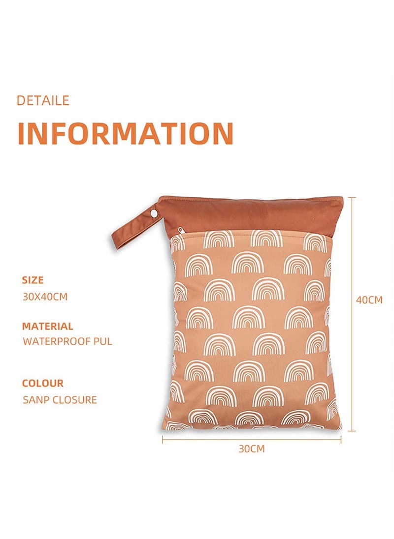 Waterproof Reusable Wet Bags with Two Zippered Pockets  Handle - Ideal for Baby Cloth Diapers, Breast Pump Parts, Gym Gear, Toiletries, and Wet Swimsuits (3 Pack)