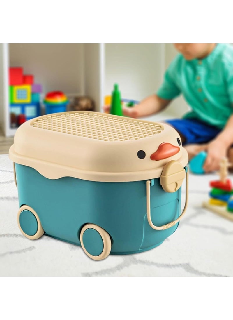 Meneflix Childrens Roller Skating Removable Cartoon Duck Toy Building Block Clothes Picture Book Snack Storage Box Multifunctional Waterproof Household Storage Box