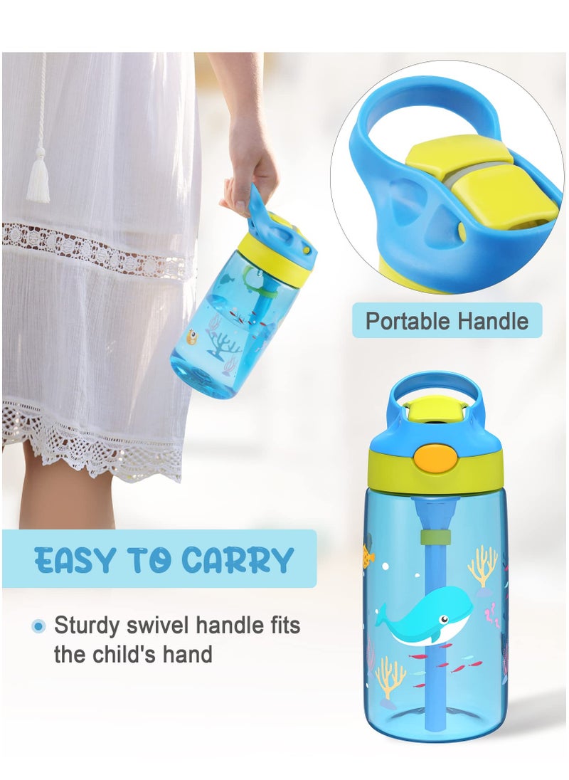 Kids Water Bottle Toddler Cup, with Straw Handle - 16 oz BPA Free, Spill Proof, Easy-Clean, Dishwasher Safe Whale Sky Indoor Outdoor