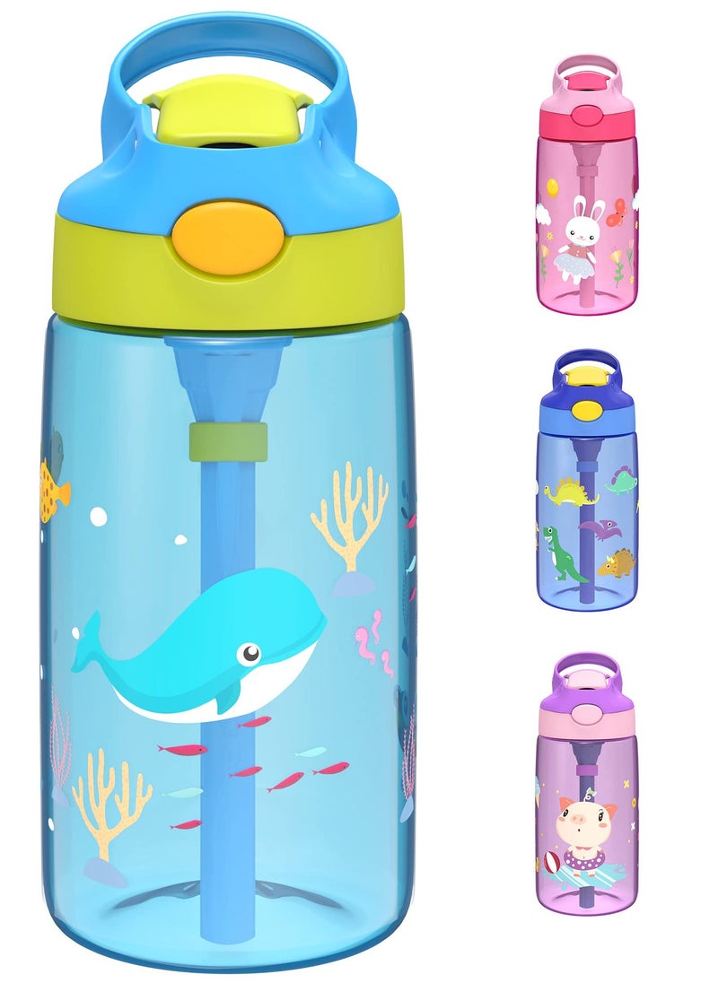 Kids Water Bottle Toddler Cup, with Straw Handle - 16 oz BPA Free, Spill Proof, Easy-Clean, Dishwasher Safe Whale Sky Indoor Outdoor