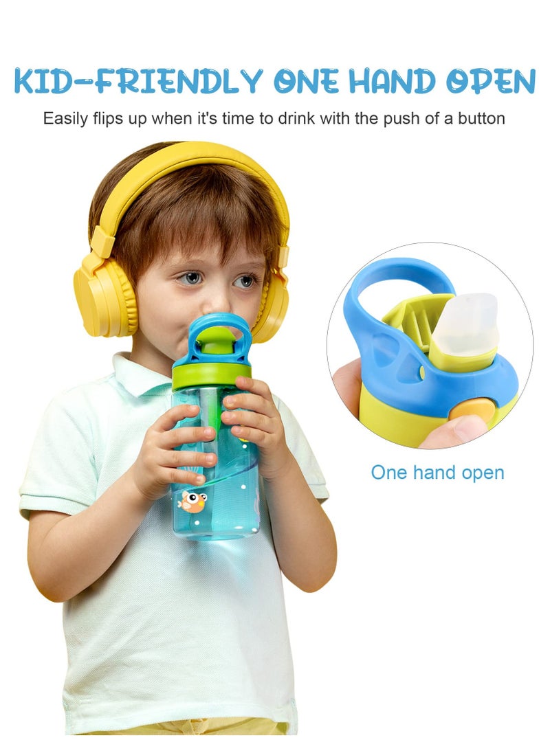 Kids Water Bottle Toddler Cup, with Straw Handle - 16 oz BPA Free, Spill Proof, Easy-Clean, Dishwasher Safe Whale Sky Indoor Outdoor