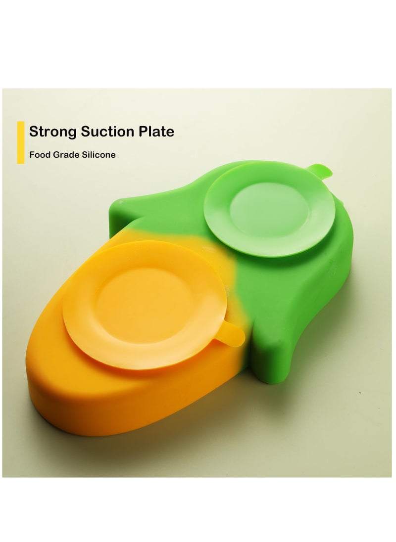 BPA Free Corn Toddler Suction Plate with Divided Sections and Toddler Fork and Spoon, Microwave and Dishwasher Safe