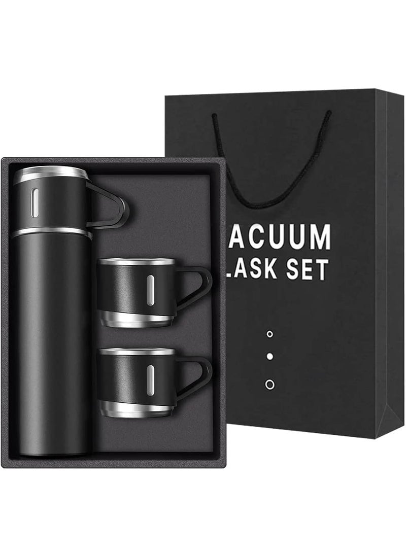 ARCADE TOYS Vacuum Flask with 3 Cup Set Double Wall Insulated500 ml Black