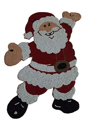 FliHaut Handcrafted Beautiful Beaded PlacematTablemat 12 16 Inch Smiling Santa Claus
