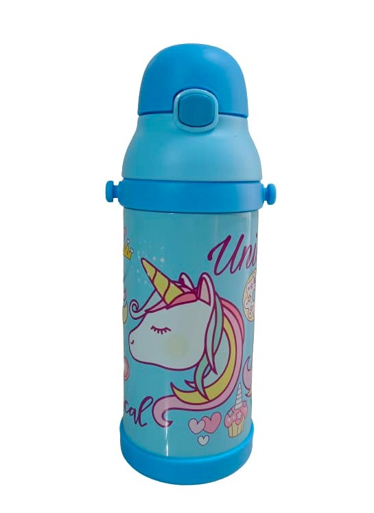 ONOTIC Stainless Steel Thermo Insulated Water Bottle 350ML with Straw for Kids Pattern 5