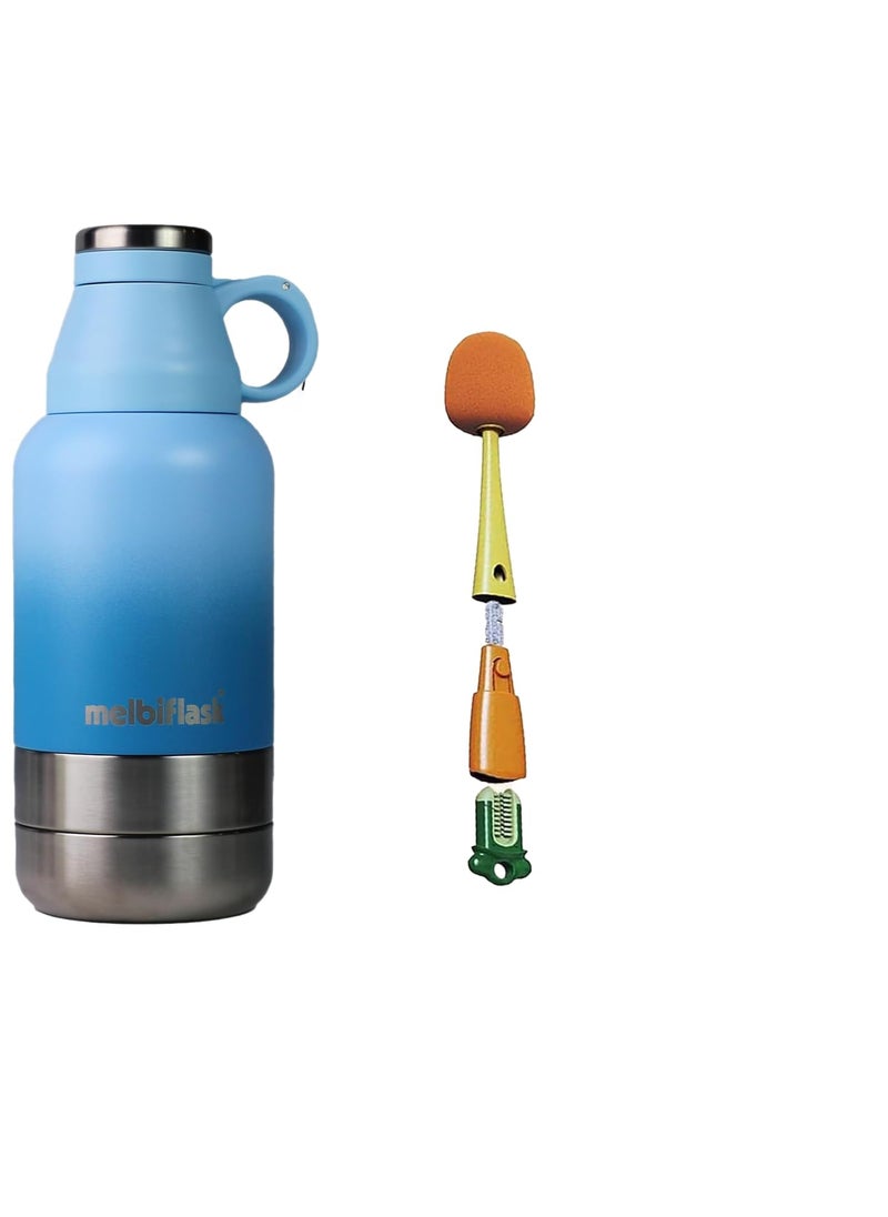 Melbify 3in1 Flask with Storage Bowl Brush Vacuum FlaskMelbiflask Water Bottle Thermosteel Insulated Flask 1 LitreHot Cold Water CoffeeTeaMilkBest Flask for BabiesOfficeTravel