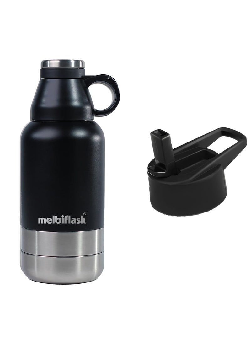 Melbify 3in1 Flask with Storage Bowls Sipper Lid Vacuum Flask Melbiflask Water BottleThermosteel Flask 1 Litre Hot Cold WaterCoffeeTeaMilk Best Flask for BabiesOfficeTravel