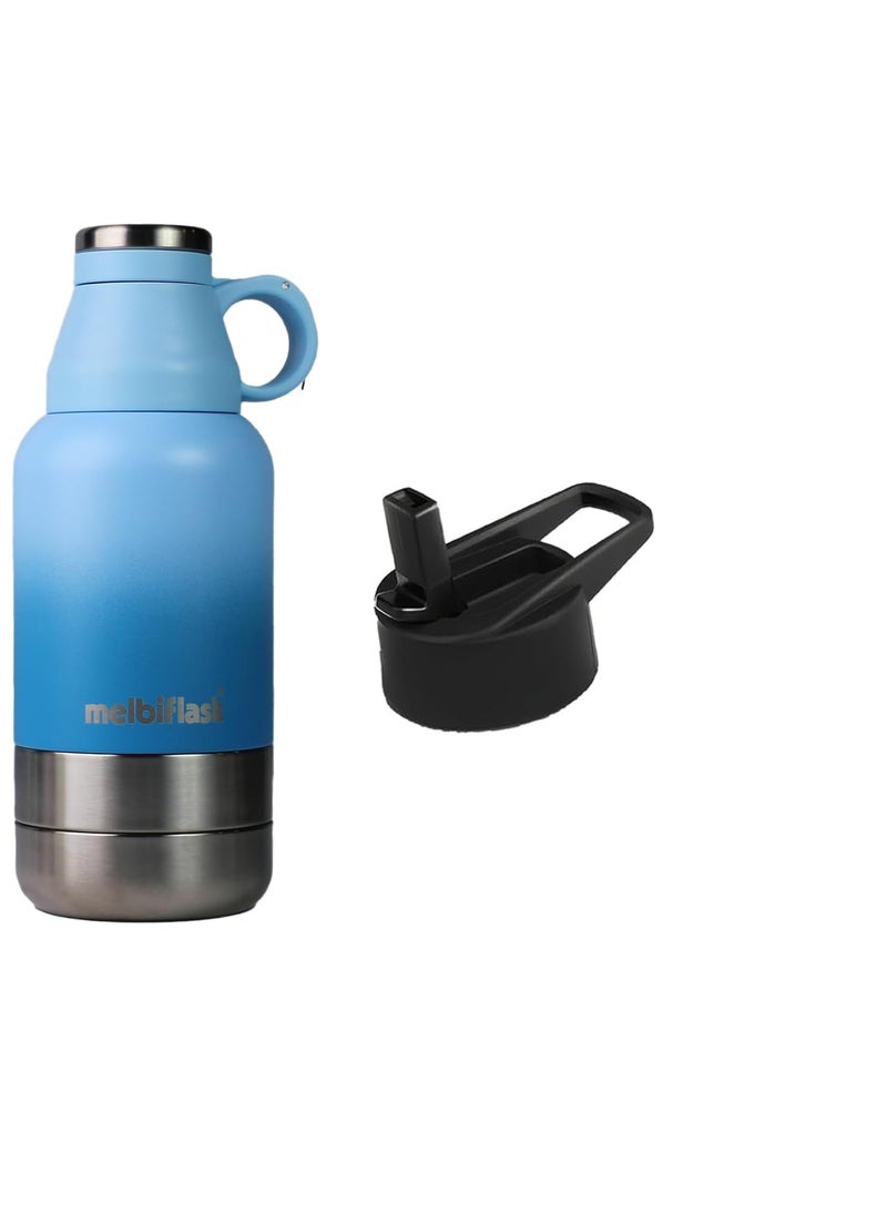 Melbify 3in1 Flask with Storage Bowls Sipper Lid Vacuum Flask Melbiflask Water BottleThermosteel Flask 1 Litre Hot Cold WaterCoffeeTeaMilk Best Flask for BabiesOfficeTravel